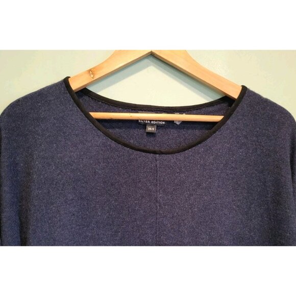 Repeat Silver Edition Navy Black Cashmere Oversized Boxy Lagenlook Sweater S - Picture 2 of 8